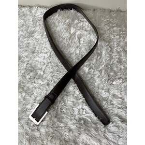 Black Ratchet Belt OSFM Total 51" long 1.25" wide Brushed Silver Buckle